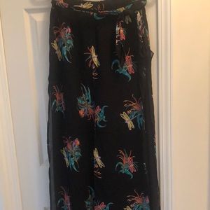 Dressy layered pants Black yellow orange green size 8